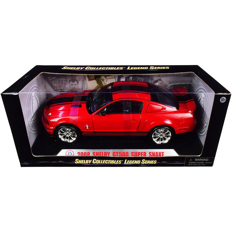 2008 Ford Shelby Mustang GT500 Super Snake Red with Black Stripes "Shelby Collectibles Legend" Series 1/18 Diecast Model Car by Shelby Collectibles - Shelby Collectibles - ModelCars.com