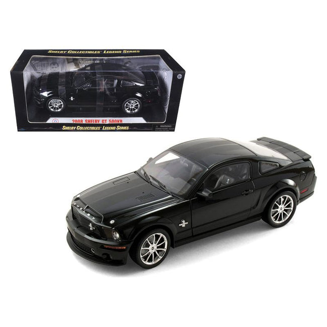 2008 Ford Shelby Mustang GT500KR Black with Black Stripes 1/18 Diecast Model Car by Shelby Collectibles - Shelby Collectibles - ModelCars.com