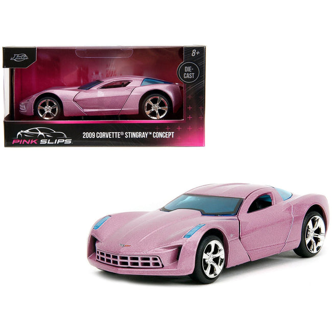 2009 Chevrolet Corvette Stingray Concept Pink Metallic with Blue Tinted Windows "Pink Slips" Series 1/32 Diecast Model Car by Jada - Jada - ModelCars.com