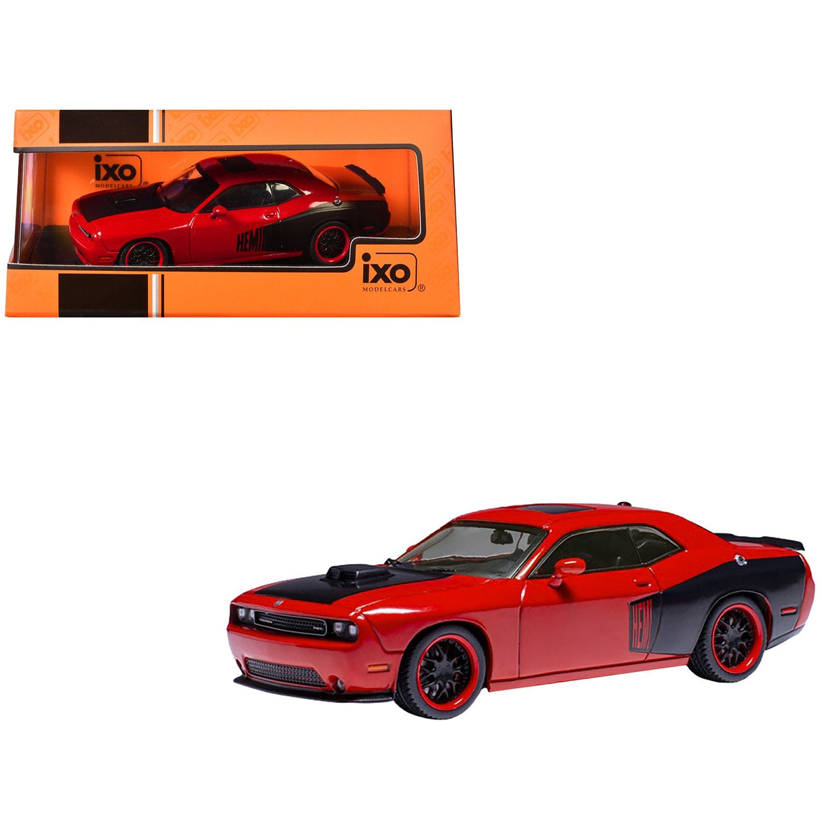 2009 Dodge Challenger SRT8 Red with Black Accents 1/43 Diecast Model by IXO Models-IXO-ModelCars.com