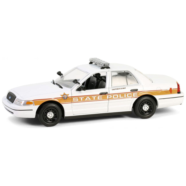 2009 Ford Crown Victoria Police Interceptor White with Yellow and Red Stripes "Illinois State Police" "Hot Pursuit" Series 10 1/24 Diecast Model Car by Greenlight - Greenlight - ModelCars.com