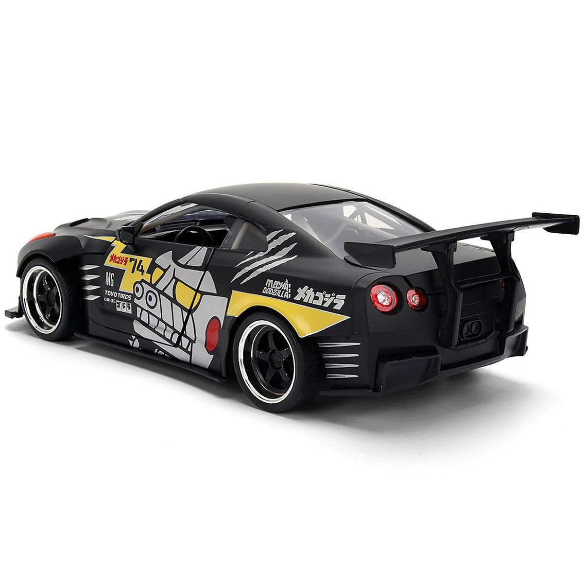 2009 Nissan GT-R (R35) Ben Sopra Matt Black with "Mechagodzilla" Graphics "Hollywood Rides" Series 1/24 Diecast Model Car by Jada-Jada-ModelCars.com