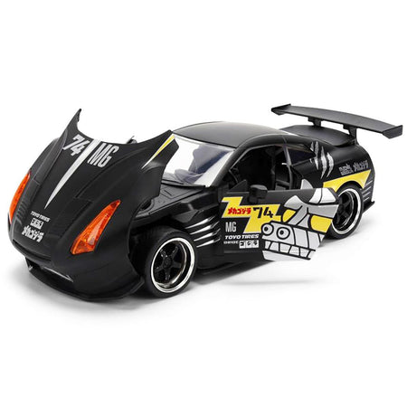 2009 Nissan GT-R (R35) Ben Sopra Matt Black with "Mechagodzilla" Graphics "Hollywood Rides" Series 1/24 Diecast Model Car by Jada-Jada-ModelCars.com