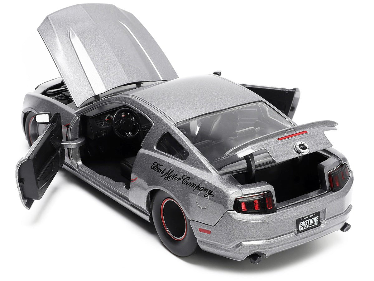 2010 Ford Mustang GT Gray Metallic with Flames "Ford Motor Company" "Bigtime Muscle" Series 1/24 Diecast Model Car by Jada-Jada-ModelCars.com