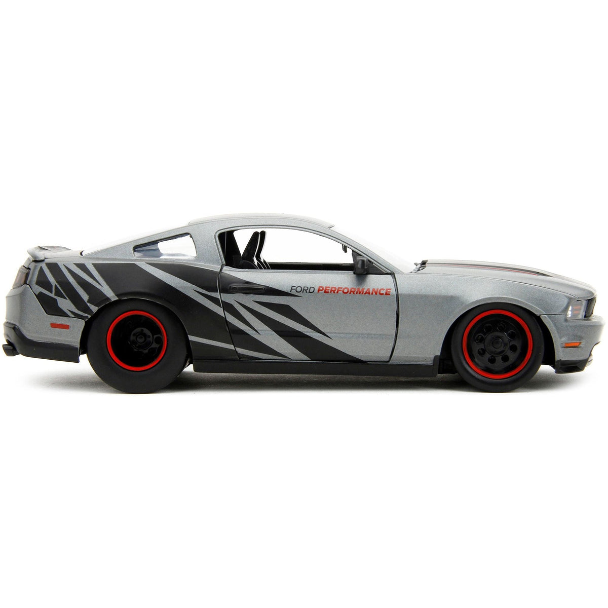 2010 Ford Mustang GT Matt Gray Metallic with Black Graphics and Stripes "Ford Performance" "Bigtime Muscle" Series 1/24 Diecast Model Car by Jada-Jada-ModelCars.com