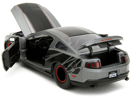 2010 Ford Mustang GT Matt Gray Metallic with Black Graphics and Stripes "Ford Performance" "Bigtime Muscle" Series 1/24 Diecast Model Car by Jada-Jada-ModelCars.com