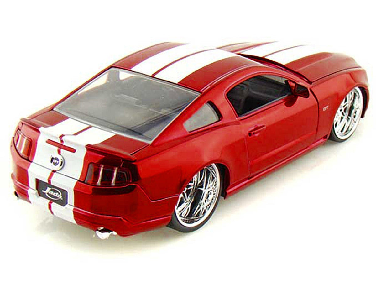 2010 Ford Mustang GT Red Metallic with White Stripes "Bigtime Muscle" Series 1/24 Diecast Model Car by Jada-Jada-ModelCars.com