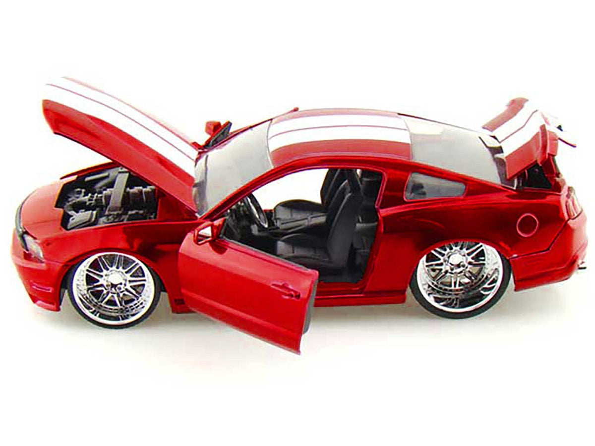2010 Ford Mustang GT Red Metallic with White Stripes "Bigtime Muscle" Series 1/24 Diecast Model Car by Jada-Jada-ModelCars.com