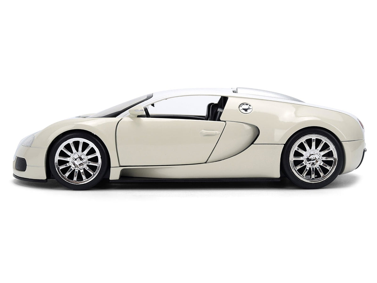 2011 Bugatti Veyron White and Tan "Furious 7" (2015) Movie "25 Years of Fast & Furious" Series 1/24 Diecast Model Car by Jada-Jada-ModelCars.com