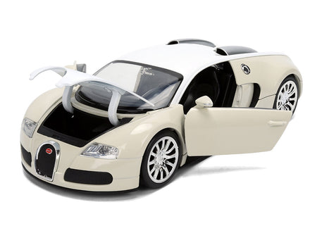 2011 Bugatti Veyron White and Tan "Furious 7" (2015) Movie "25 Years of Fast & Furious" Series 1/24 Diecast Model Car by Jada-Jada-ModelCars.com