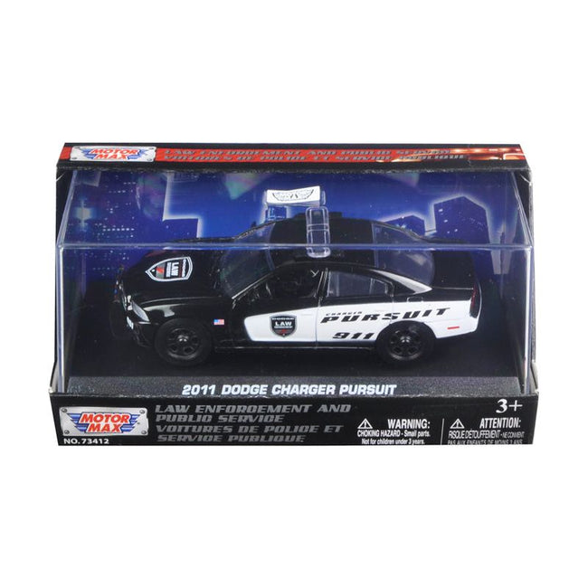2011 Dodge Charger Pursuit Police Car In Display Showcase 1/43 Diecast Model Car by Motormax-Motormax-ModelCars.com