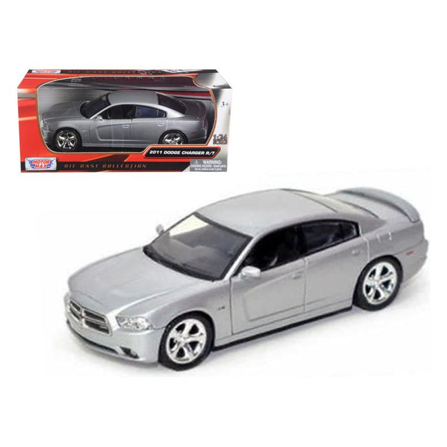 2011 Dodge Charger R/T Hemi Silver 1/24 Diecast Model Car by Motormax - Motormax - ModelCars.com