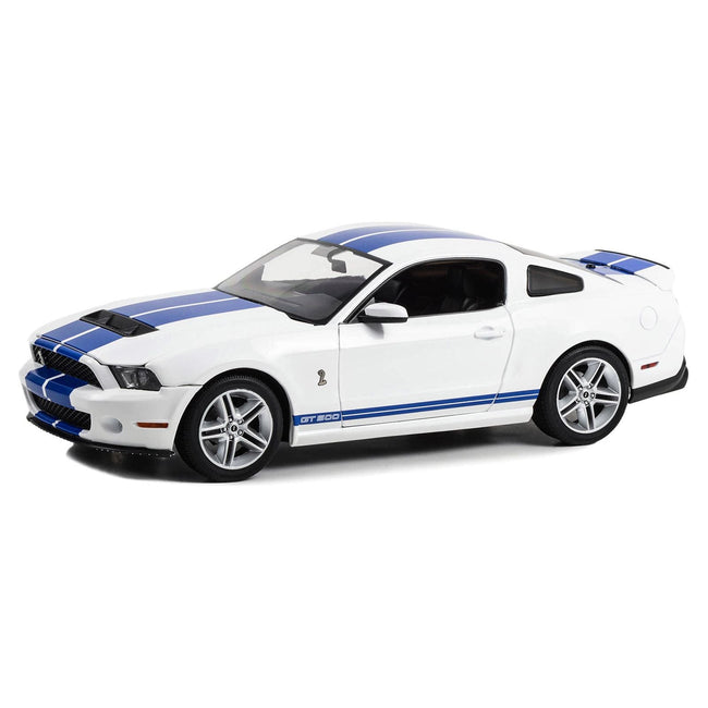 2011 Shelby GT500 Performance White with Grabber Blue Stripes 1/18 Diecast Model Car by Greenlight - Greenlight - ModelCars.com