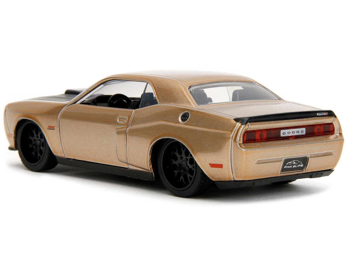 2012 Dodge Challenger SRT8 Gold Metallic with Black Hood "Pink Slips" Series 1/32 Diecast Model Car by Jada-Jada-ModelCars.com
