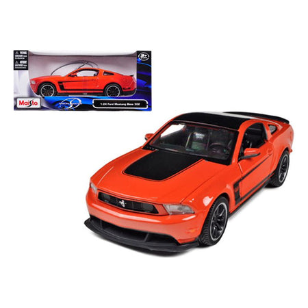 2012 Ford Mustang Boss 302 Orange and Black 1/24 Diecast Model Car by Maisto - Maisto - ModelCars.com