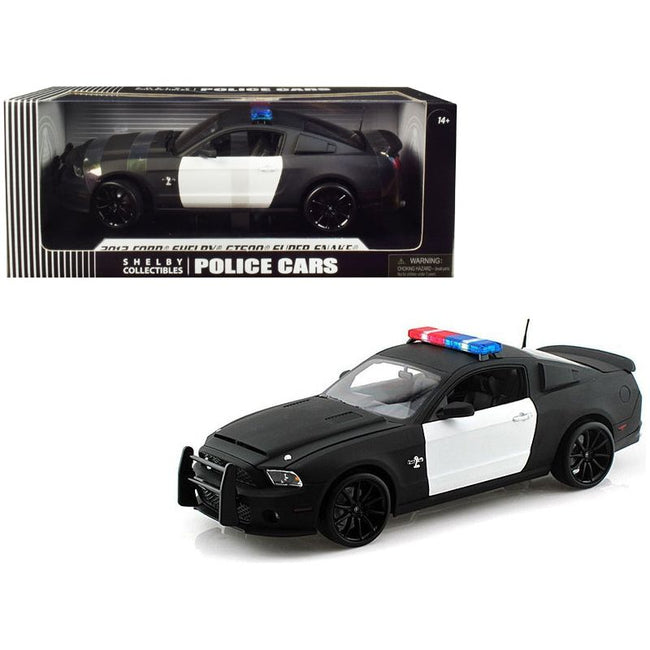 2012 Ford Shelby Mustang GT500 Super Snake Unmarked Police Car Black/White 1/18 Diecast Model Car by Shelby Collectibles - Shelby Collectibles - ModelCars.com