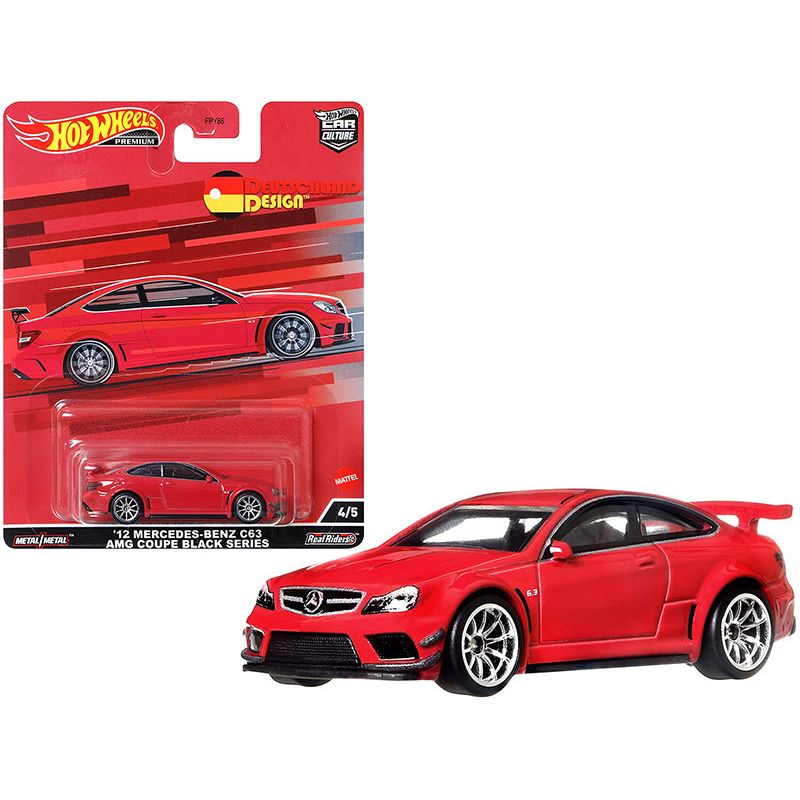 2012 Mercedes Benz C63 AMG Coupe Black Series Red "Deutschland Design" Series Diecast Model Car by Hot Wheels-Hotwheels-ModelCars.com