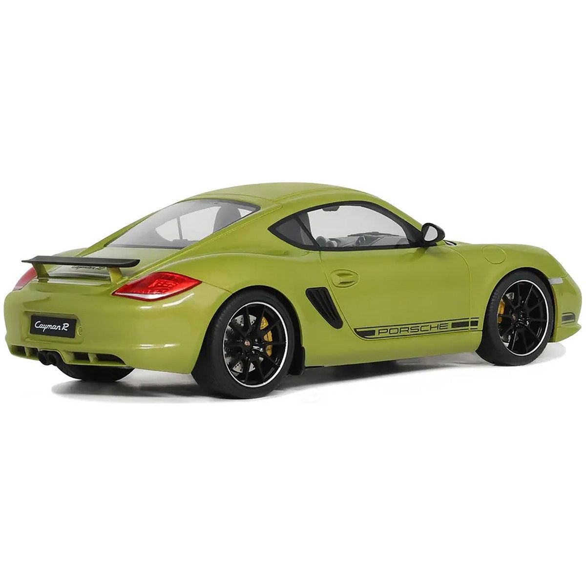 2012 Porsche Cayman R Green with Black Side Stripes 1/18 Model Car by GT Spirit - GT Spirit - ModelCars.com