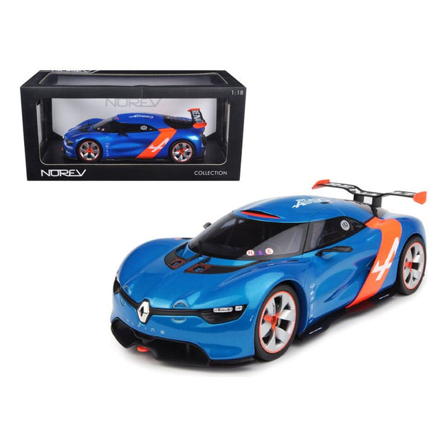 2012 Renault Alpine A110 - 50 Blue Metallic with Orange Accents 1/18 Diecast Model Car by Norev - Norev - ModelCars.com