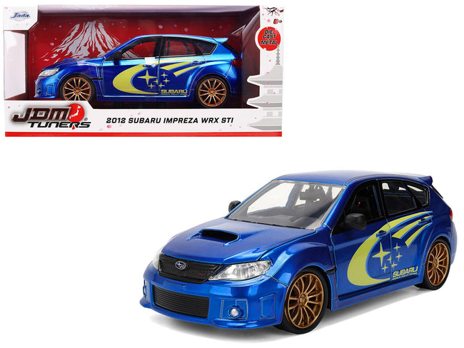 2012 Subaru Impreza WRX STI Blue Metallic with Yellow Graphics "JDM Tuners" Series 1/24 Diecast Car Model by Jada-Jada-ModelCars.com