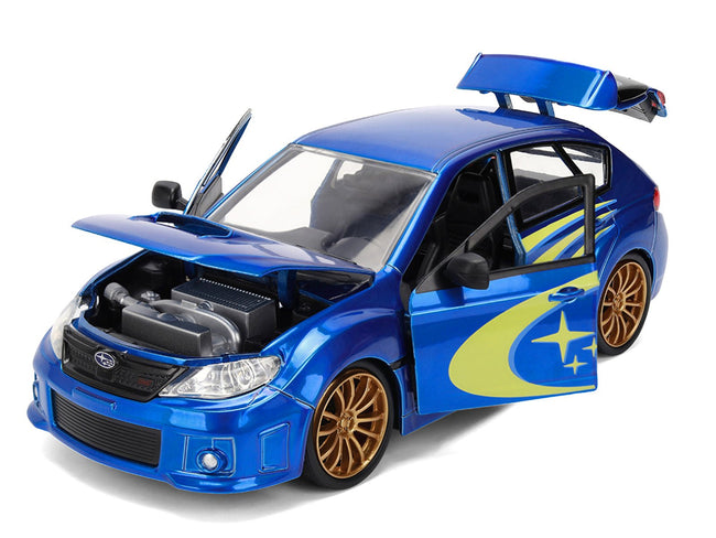 2012 Subaru Impreza WRX STI Blue Metallic with Yellow Graphics "JDM Tuners" Series 1/24 Diecast Car Model by Jada-Jada-ModelCars.com