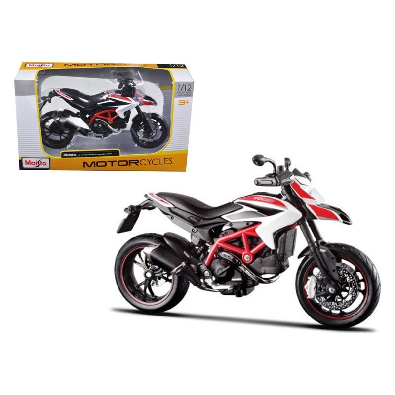 2013 Ducati Hypermotard SP White with Black and Red Stripes 1/12 Diecast Motorcycle Model by Maisto - Maisto - ModelCars.com