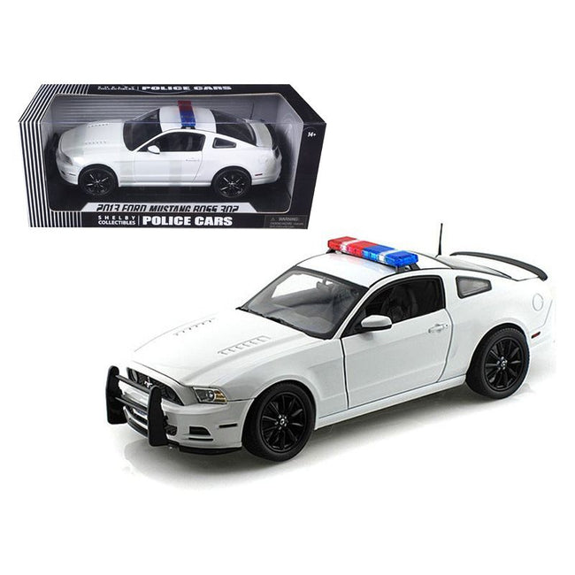 2013 Ford Mustang Boss 302 White Unmarked Police Car 1/18 Diecast Car Model by Shelby Collectibles - Shelby Collectibles - ModelCars.com