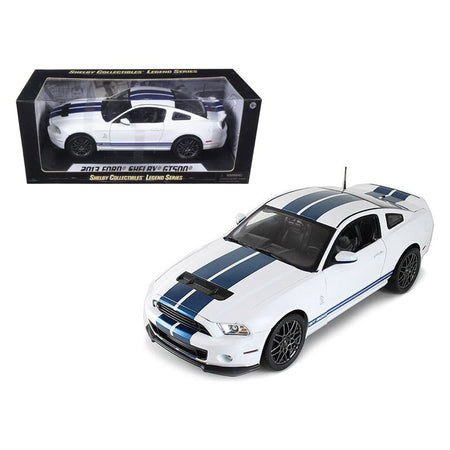 2013 Ford Shelby Cobra GT500 SVT White with Blue Stripes 1/18 Diecast Car Model by Shelby Collectibles - Shelby Collectibles - ModelCars.com