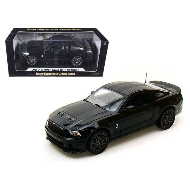 2013 Ford Shelby Mustang Cobra GT500 SVT Black with Black Stripes 1/18 Diecast Car Model by Shelby Collectibles - Shelby Collectibles - ModelCars.com