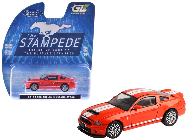2013 Ford Shelby Mustang GT500 Race Red with White Stripes "Stampede" Series 2 1/64 Diecast Model Car by Greenlight-Greenlight-ModelCars.com