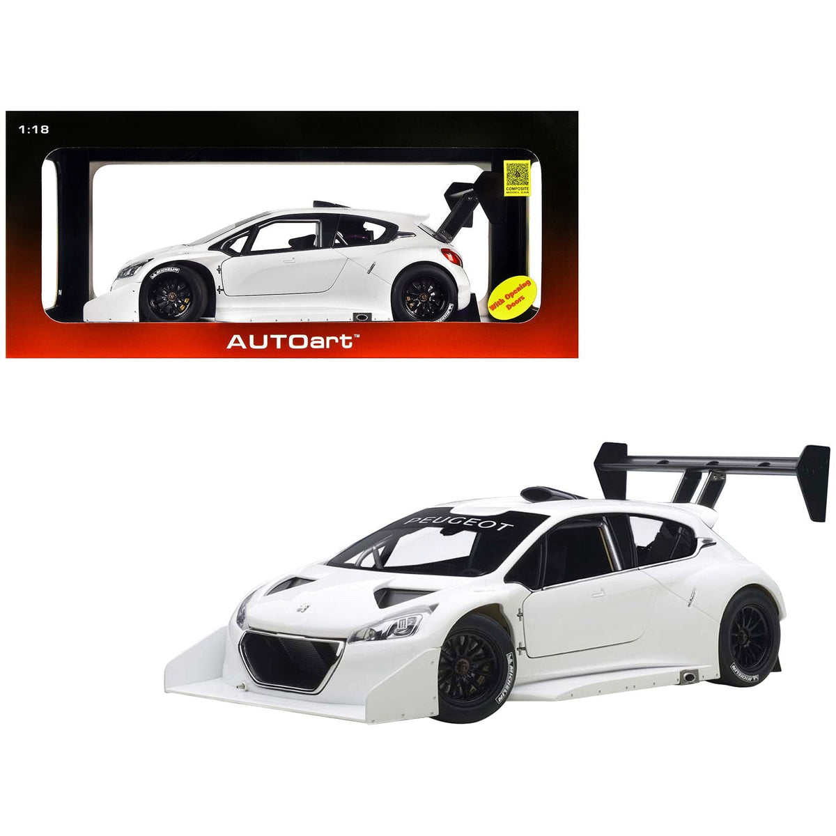 2013 Peugeot 208 T16 Pikes Peak Race Car Plain White Version 1/18 Model Car by Autoart - Autoart - ModelCars.com