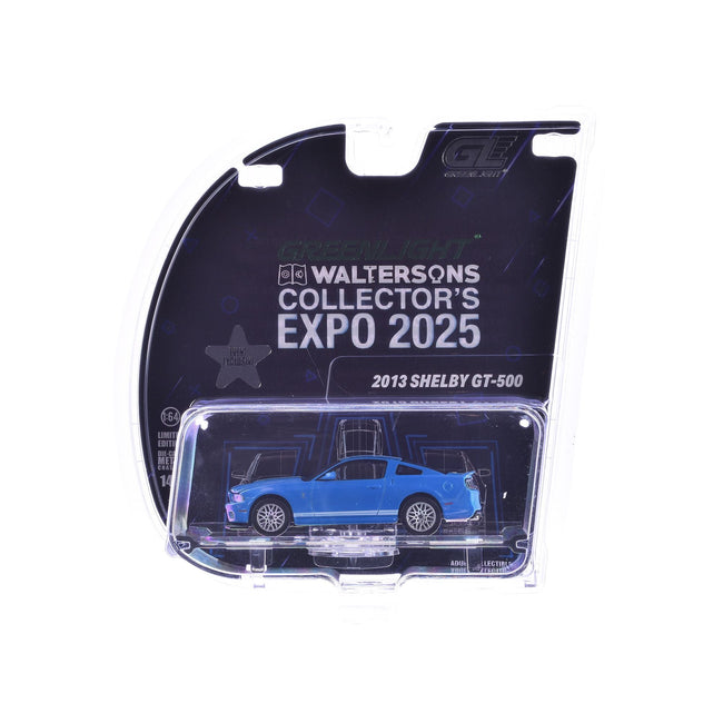 2013 Shelby GT-500 Blue with White Stripes "2025 Greenlight Waltersons Collector's Expo Exclusive" 1/64 Diecast Model Car by Greenlight-Greenlight-ModelCars.com