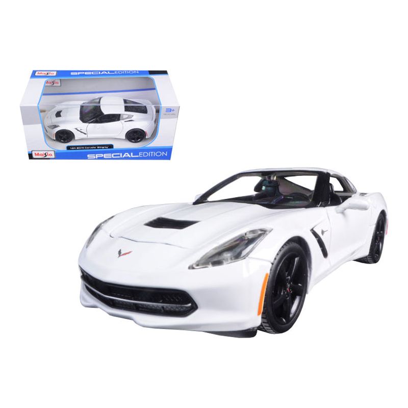 2014 Chevrolet Corvette Stingray C7 White 1/24 Diecast Model Car by Maisto-Maisto-ModelCars.com