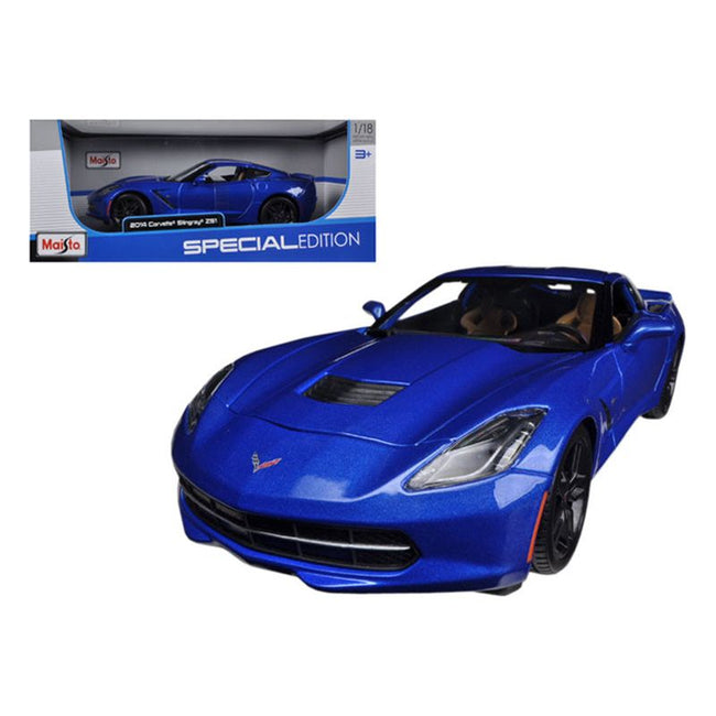 2014 Chevrolet Corvette Stingray C7 Z51 Blue Metallic 1/18 Diecast Model Car by Maisto-Maisto-ModelCars.com