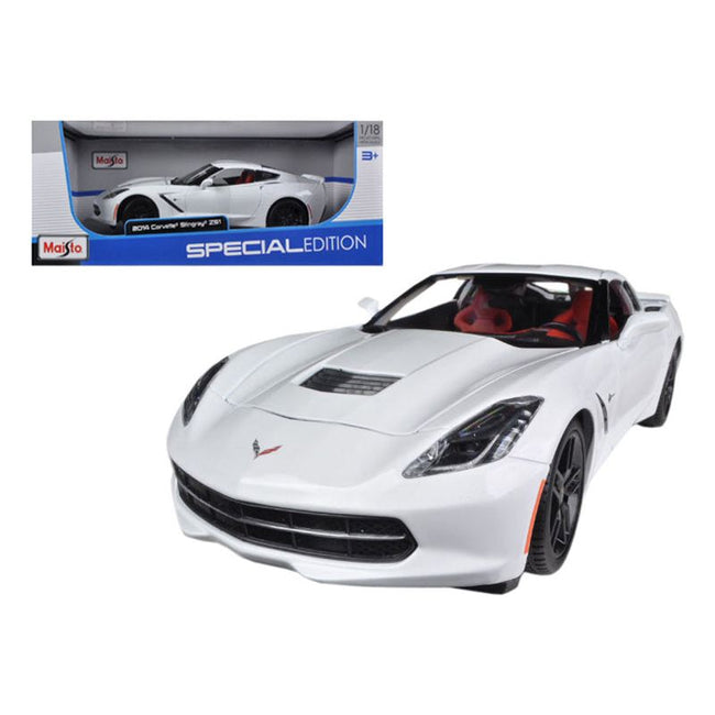 2014 Chevrolet Corvette Stingray C7 Z51 White 1/18 Diecast Model Car by Maisto-Maisto-ModelCars.com