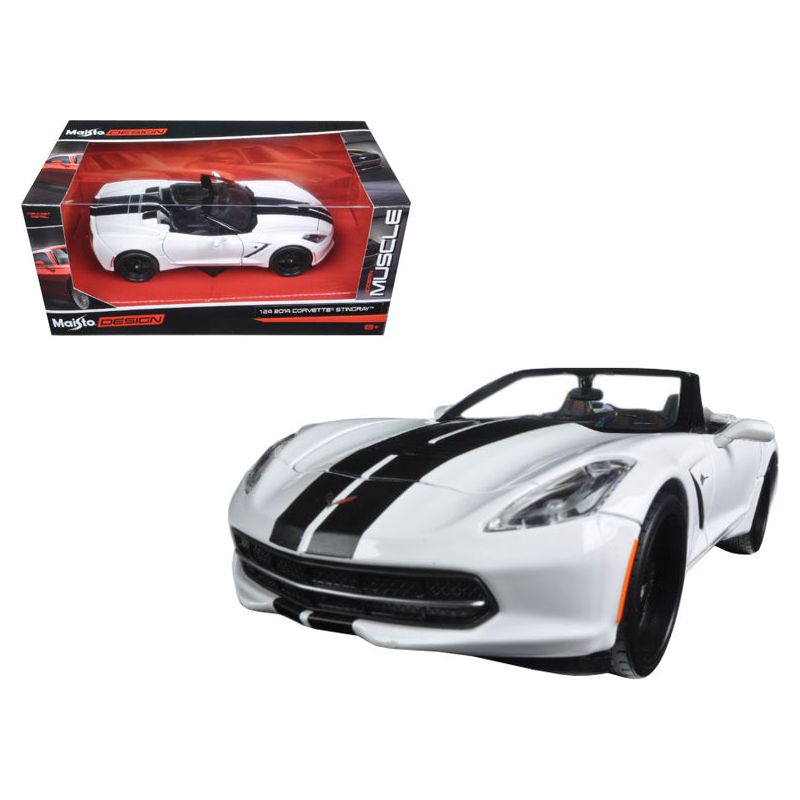 2014 Chevrolet Corvette Stingray Convertible White/Black "Modern Muscle" 1/24 Diecast Model Car by Maisto - Maisto - ModelCars.com