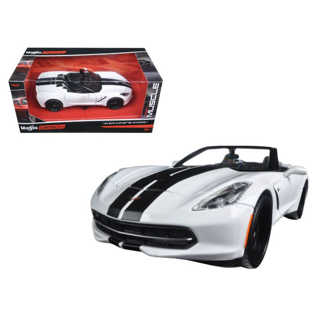 2014 Chevrolet Corvette Stingray Convertible White/Black "Modern Muscle" 1/24 Diecast Model Car by Maisto - Maisto - ModelCars.com