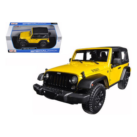 2014 Jeep Wrangler Willys Yellow 1/18 Diecast Model Car by Maisto-Maisto-ModelCars.com