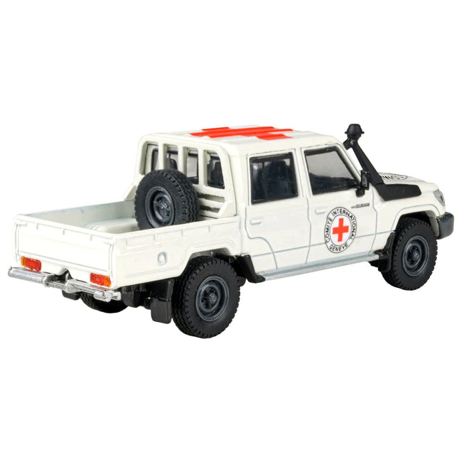 2014 Toyota Land Cruiser LC 79 Pickup Truck White "International Red Cross" 1/64 Diecast Model Car by Paragon Models-Paragon-ModelCars.com