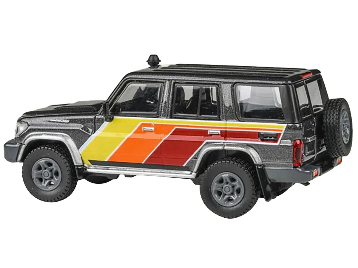 2014 Toyota Land Cruiser LC76 "TRD Livery" Gray Metallic with Stripes 1/64 Diecast Model Car by Paragon Models-Paragon-ModelCars.com