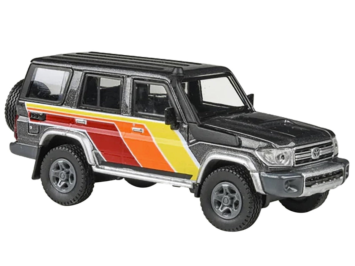2014 Toyota Land Cruiser LC76 "TRD Livery" Gray Metallic with Stripes 1/64 Diecast Model Car by Paragon Models-Paragon-ModelCars.com