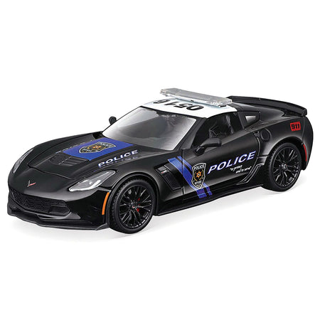 2015 Chevrolet Corvette Z06 "Police" Black with Blue Stripes and White Top "Maisto Design Authority" Series 1/24 Diecast Model Car by Maisto-Maisto-ModelCars.com