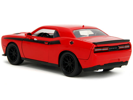 2015 Dodge Challenger Red with Black Stripes and Glenn Diecast Figure "The Walking Dead" (2010-2022) TV Series "Hollywood Rides" Series 1/24 Diecast Model Car by Jada-Jada-ModelCars.com