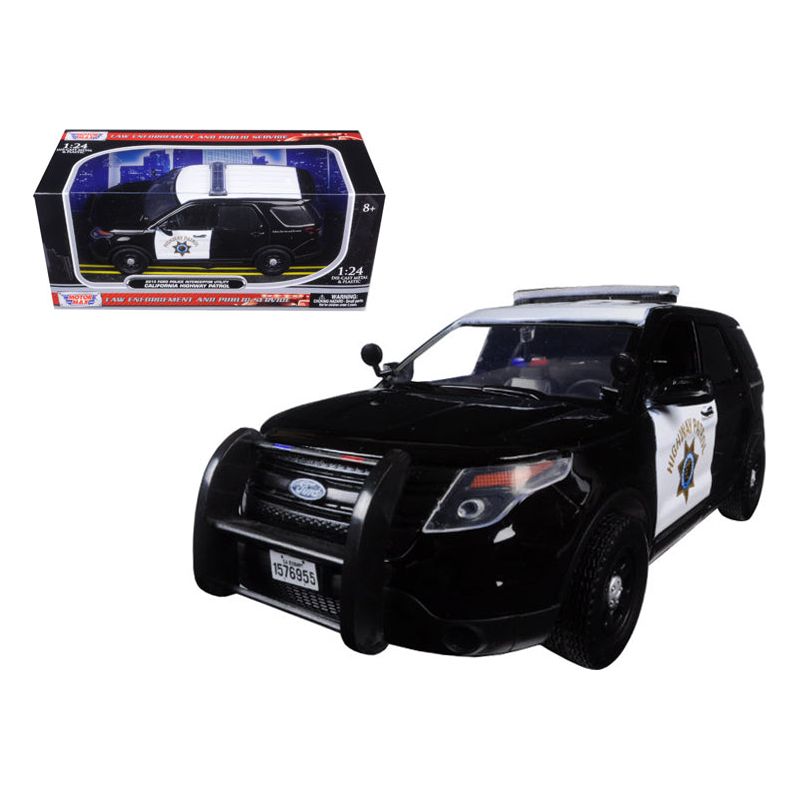 2015 Ford Interceptor Police Utility "California Highway Patrol" (CHP) Black and White 1/24 Diecast Model Car by Motormax - Motormax - ModelCars.com