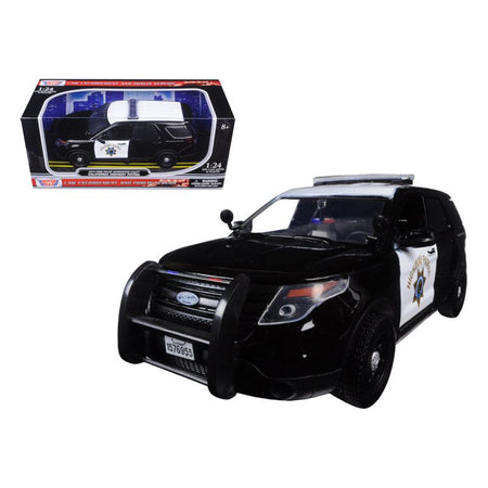 2015 Ford Interceptor Police Utility "California Highway Patrol" (CHP) Black and White 1/24 Diecast Model Car by Motormax - Motormax - ModelCars.com