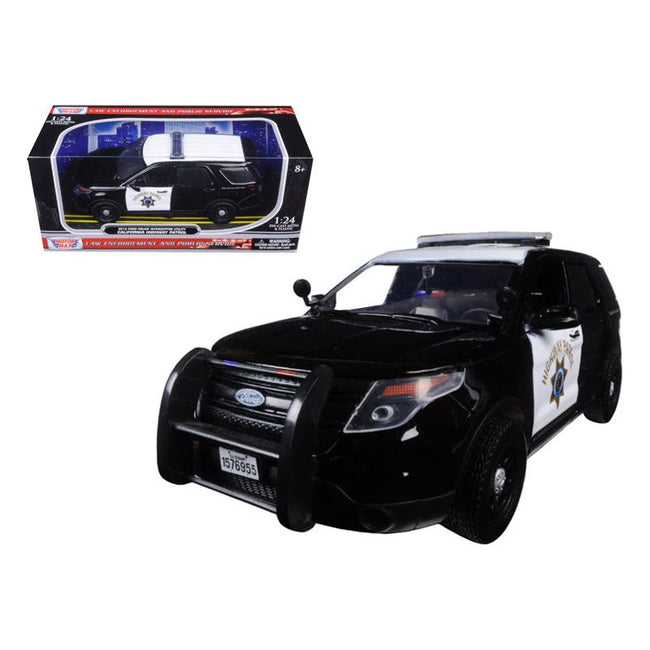 2015 Ford Interceptor Police Utility "California Highway Patrol" (CHP) Black and White 1/24 Diecast Model Car by Motormax - Motormax - ModelCars.com