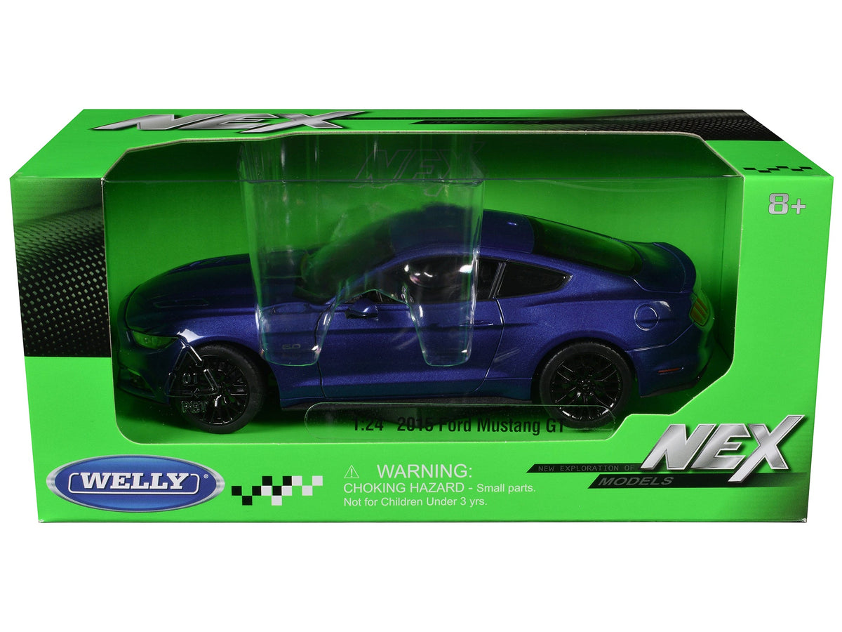 2015 Ford Mustang GT 5.0 Blue Metallic "NEX Models" Series 1/24 Diecast Model Car by Welly-Welly-ModelCars.com