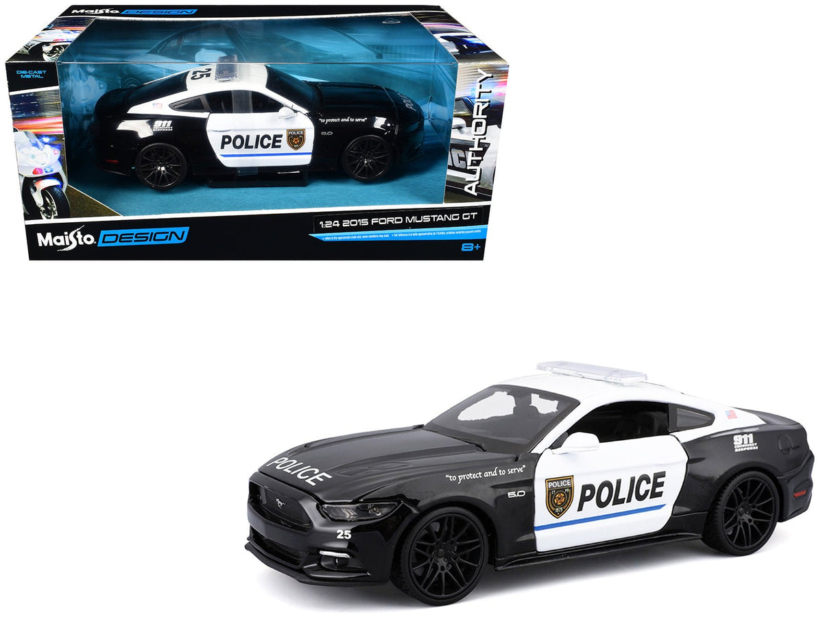 2015 Ford Mustang GT 5.0 "Police" Black and White "Authority" Series 1/24 Diecast Model Car by Maisto-Maisto-ModelCars.com