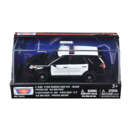 2015 Ford Police Interceptor Utility Plain Black and White 1/43 Diecast Model Car by Motormax - Motormax - ModelCars.com