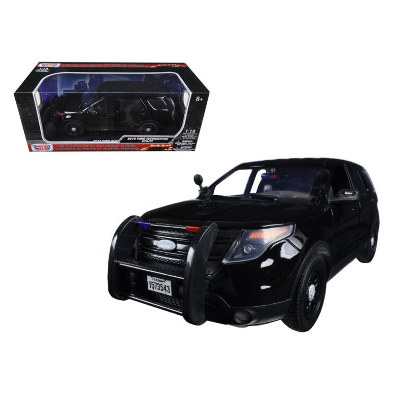 2015 Ford Police Interceptor Utility Special Service Plain Black 1/18 Diecast Model Car by Motormax - Motormax - ModelCars.com
